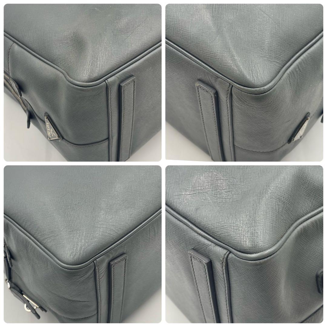 プラダ サフィアーノレザー 大容量 ビジネスバッグ ボストン 2室 三角ロゴ