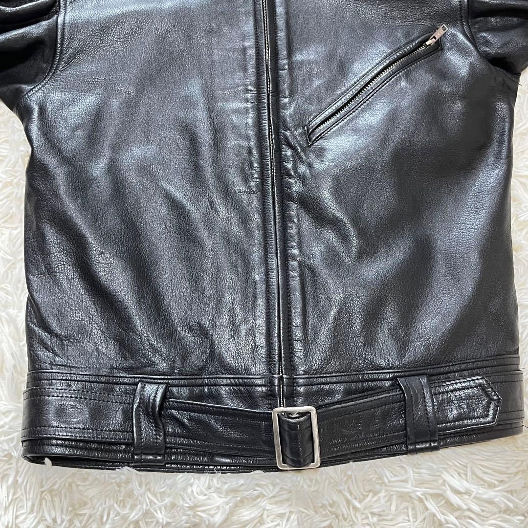 【美品】クシタニ　シングルライダースジャケット　ラムレザー　ワッペン　ブラック