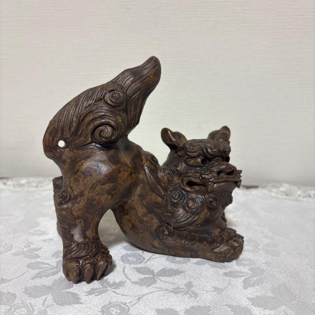 シーサー像 陶器製　在銘