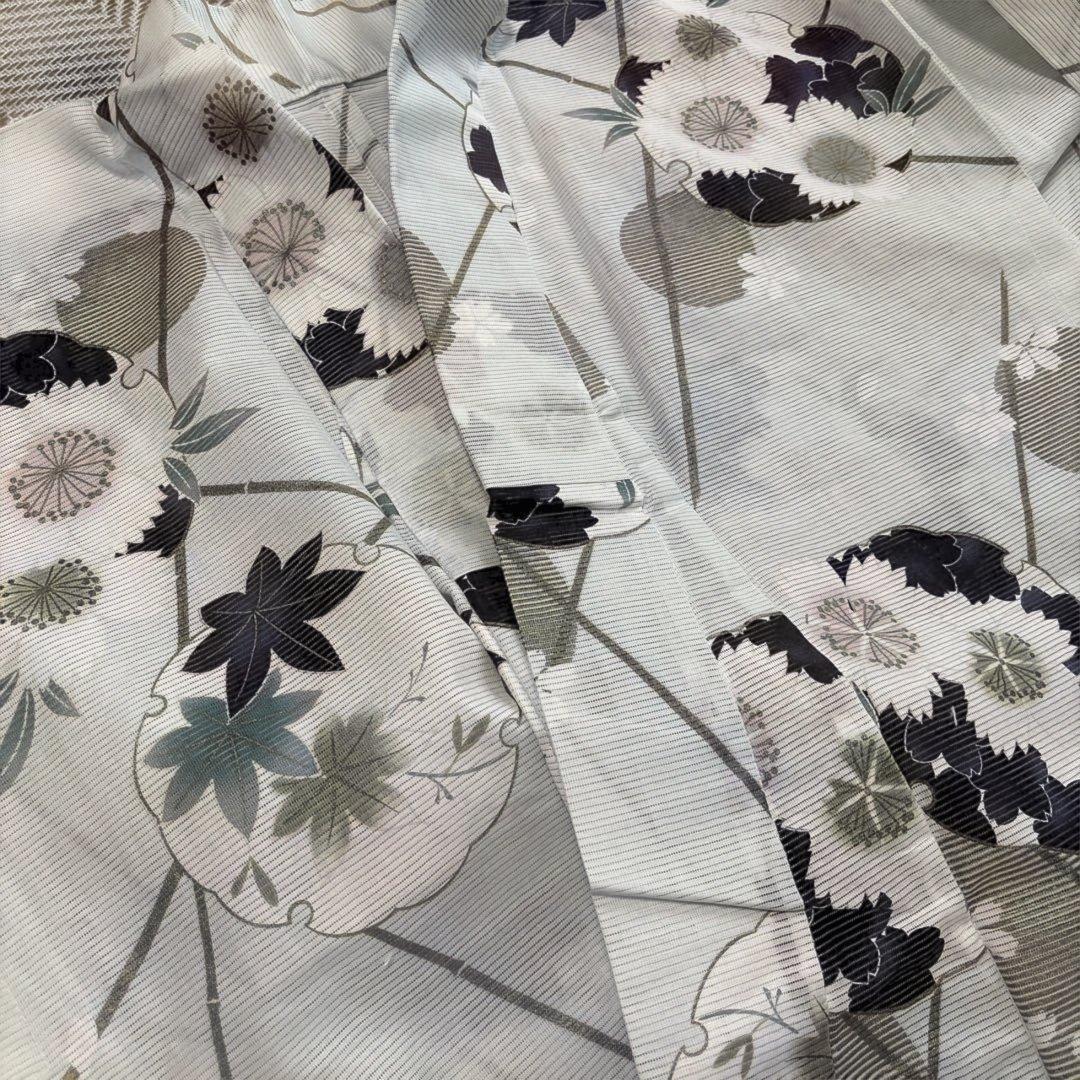 浴衣　雪輪模様　綿絽生地