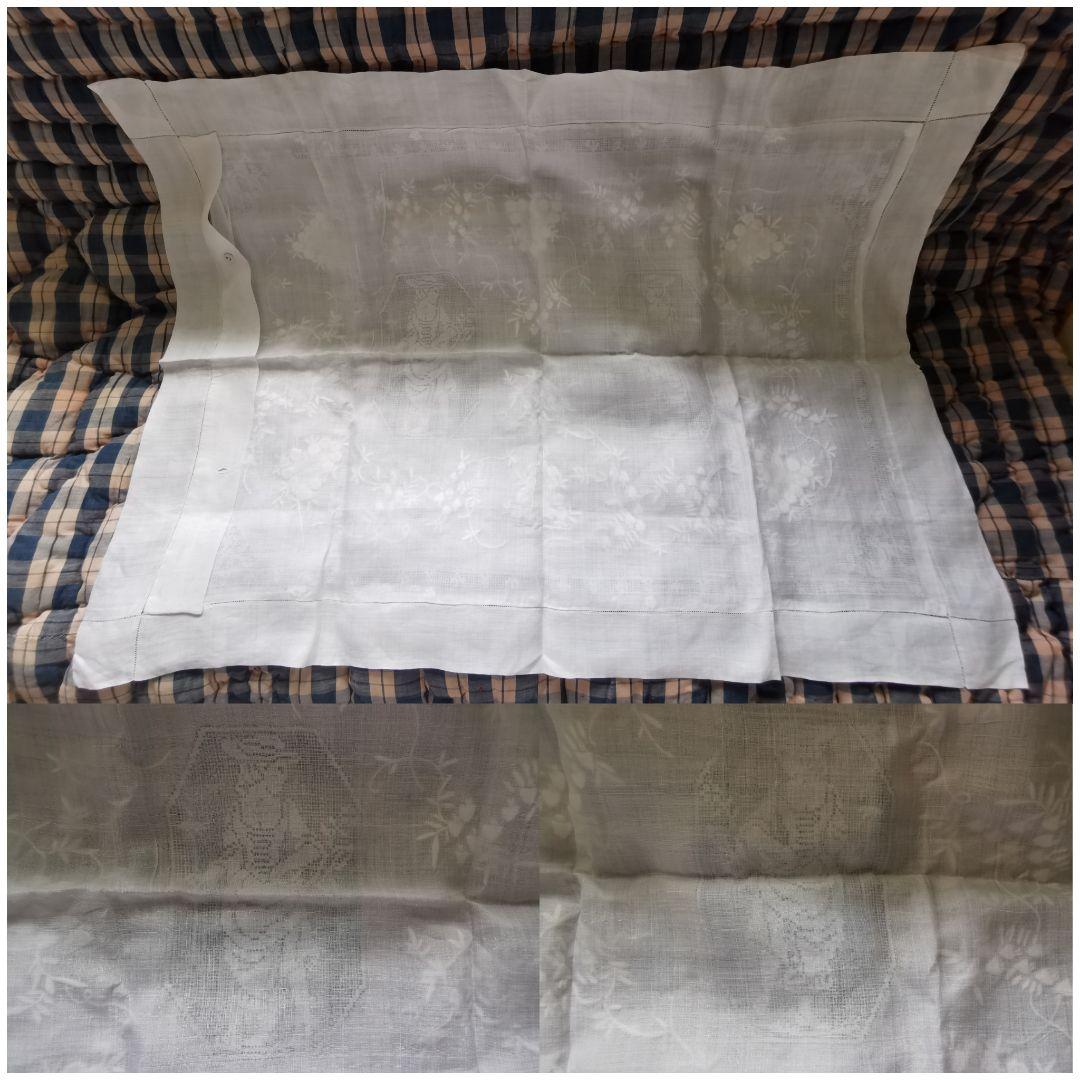 アンティーク∞スイスホワイトニードルワーク刺繍レース ピロー＆クッションカバー