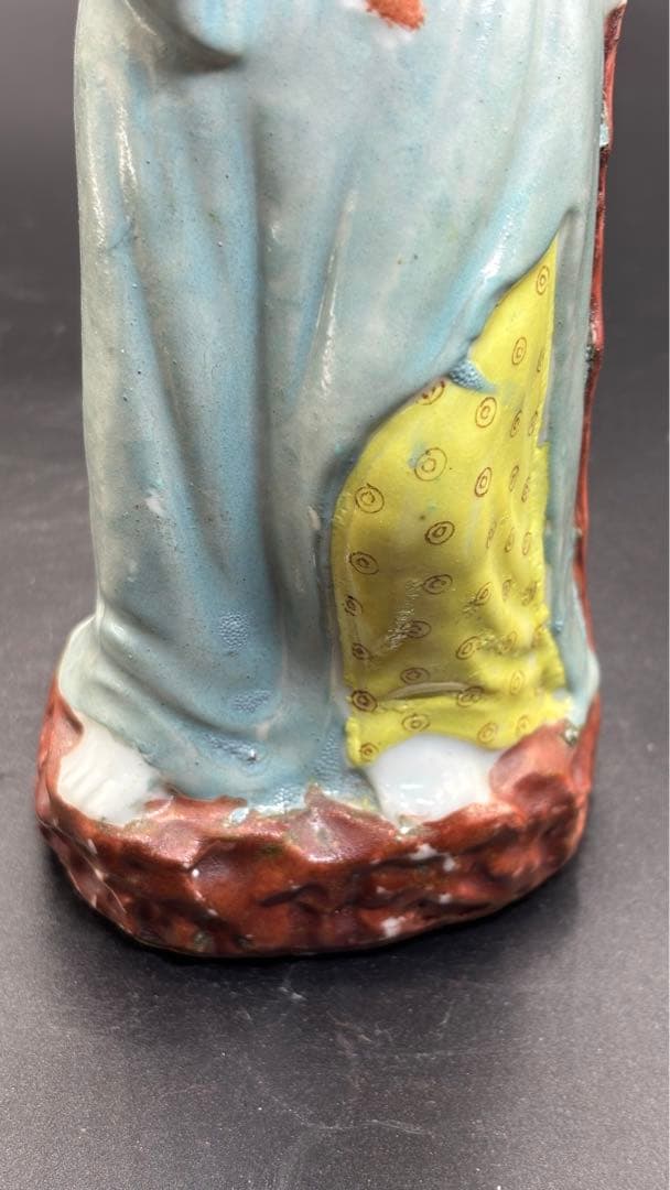 中国美術 古玩 色絵陶人形 陶器人形 高さ約24cm 置物 オブジェ 古董品