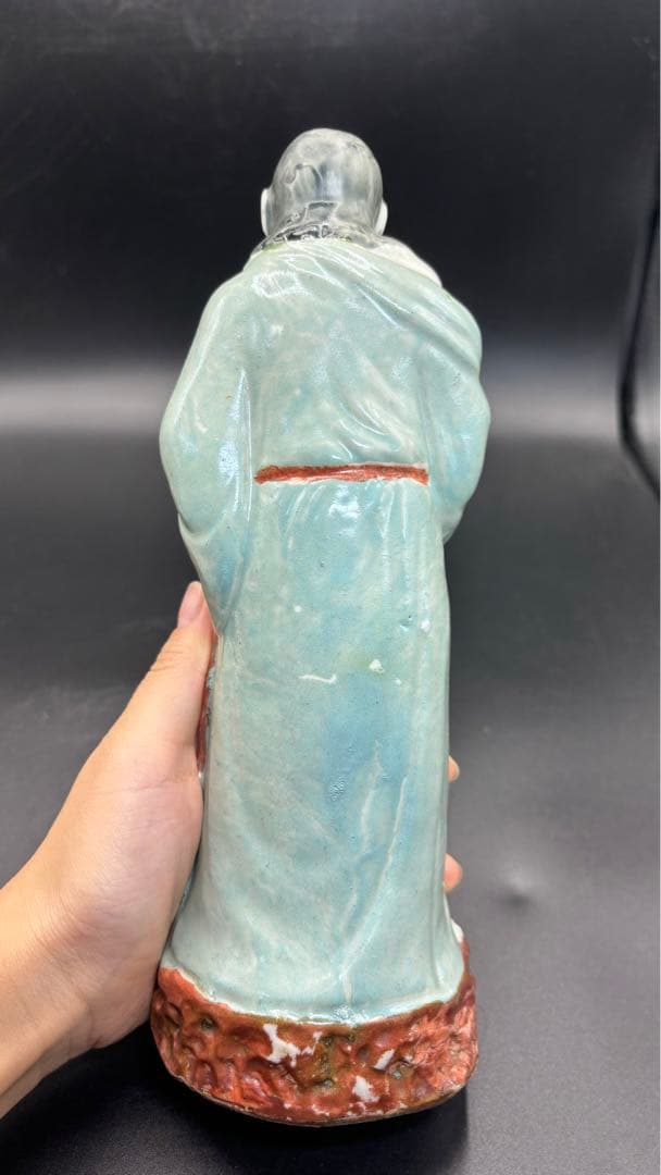 中国美術 古玩 色絵陶人形 陶器人形 高さ約24cm 置物 オブジェ 古董品