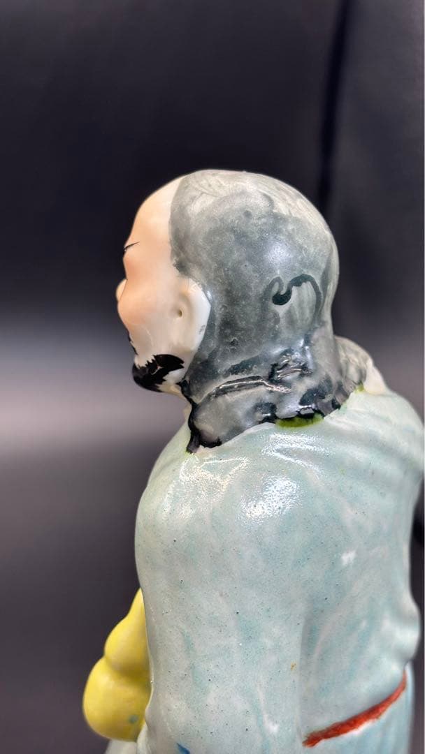 中国美術 古玩 色絵陶人形 陶器人形 高さ約24cm 置物 オブジェ 古董品