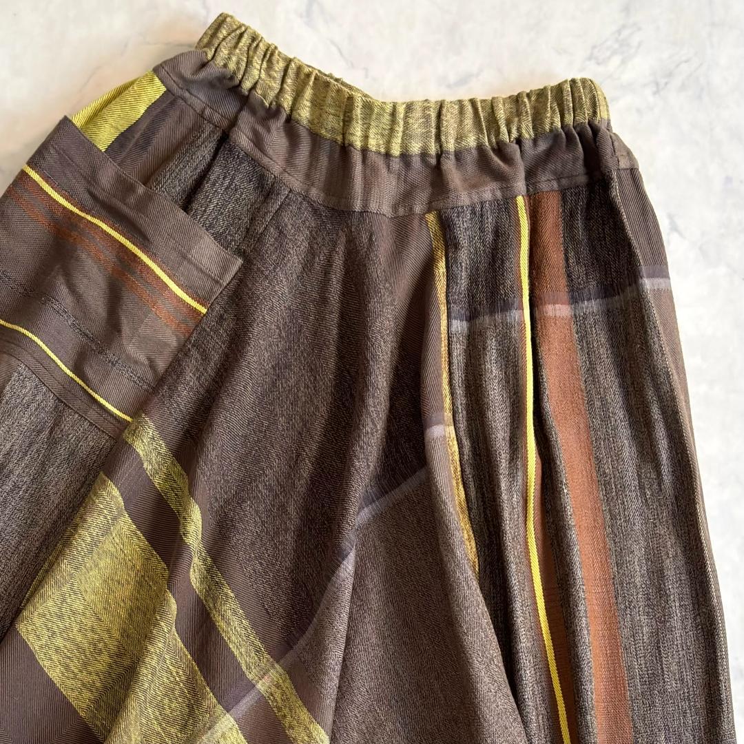 タマキニイメ サルエルパンツ タルンパンツ ブラウン イエロー rs3