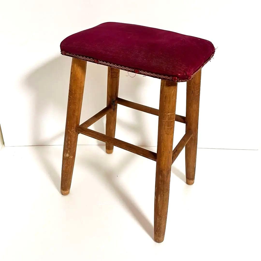 【大人気・ビンテージ】ミシン専用 スツール ベルベット 昭和レトロ