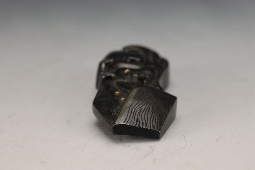 時代刀装具 無銘 京金工 桝に鼠図目貫 赤銅地 容彫 金色絵 保存刀装具鑑定書