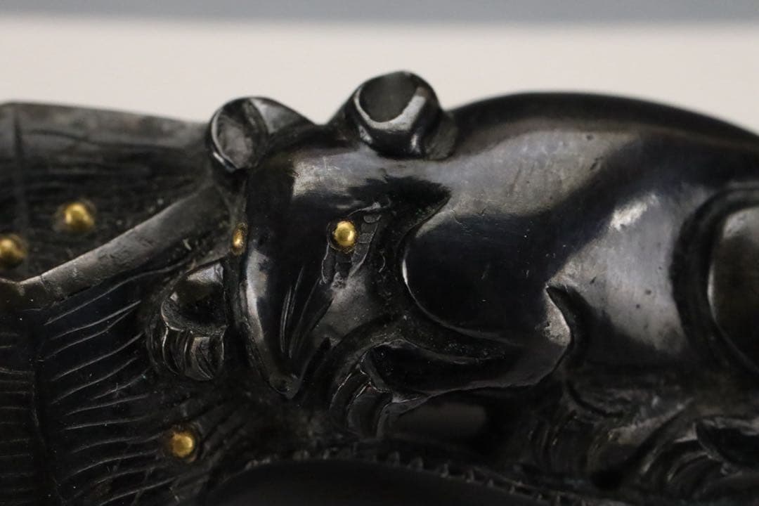 時代刀装具 無銘 京金工 桝に鼠図目貫 赤銅地 容彫 金色絵 保存刀装具鑑定書