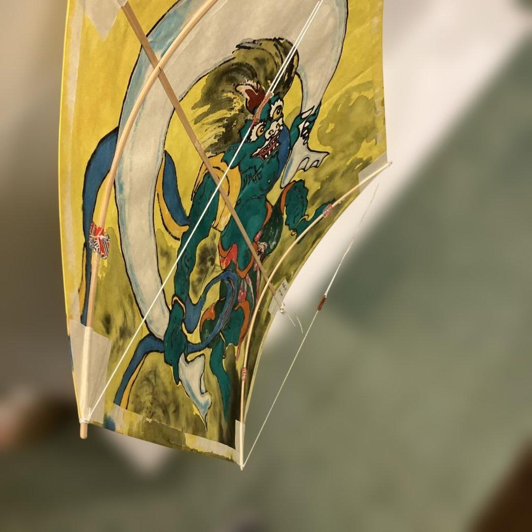 カイト　糸巻き付き　和凧　実際に揚がる　手描き日本の伝統六角凧　揚げ方説明書あり