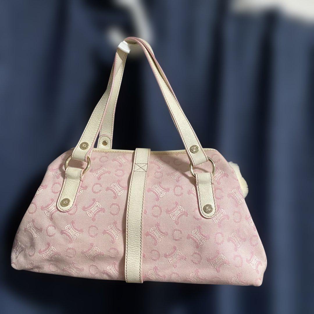 ファー付きピンクハンドバッグ