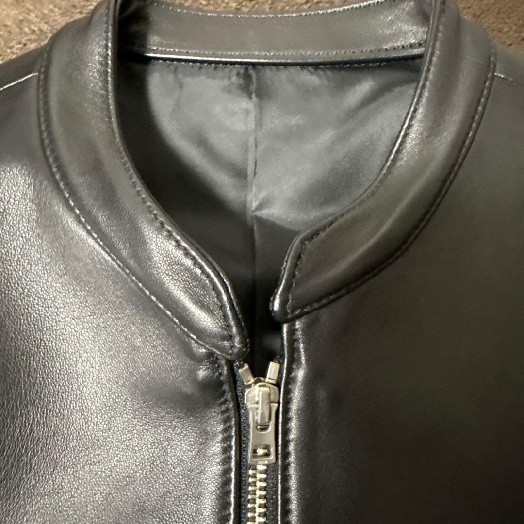 LIDNM ラムレザーシングルライダースジャケットブラック L