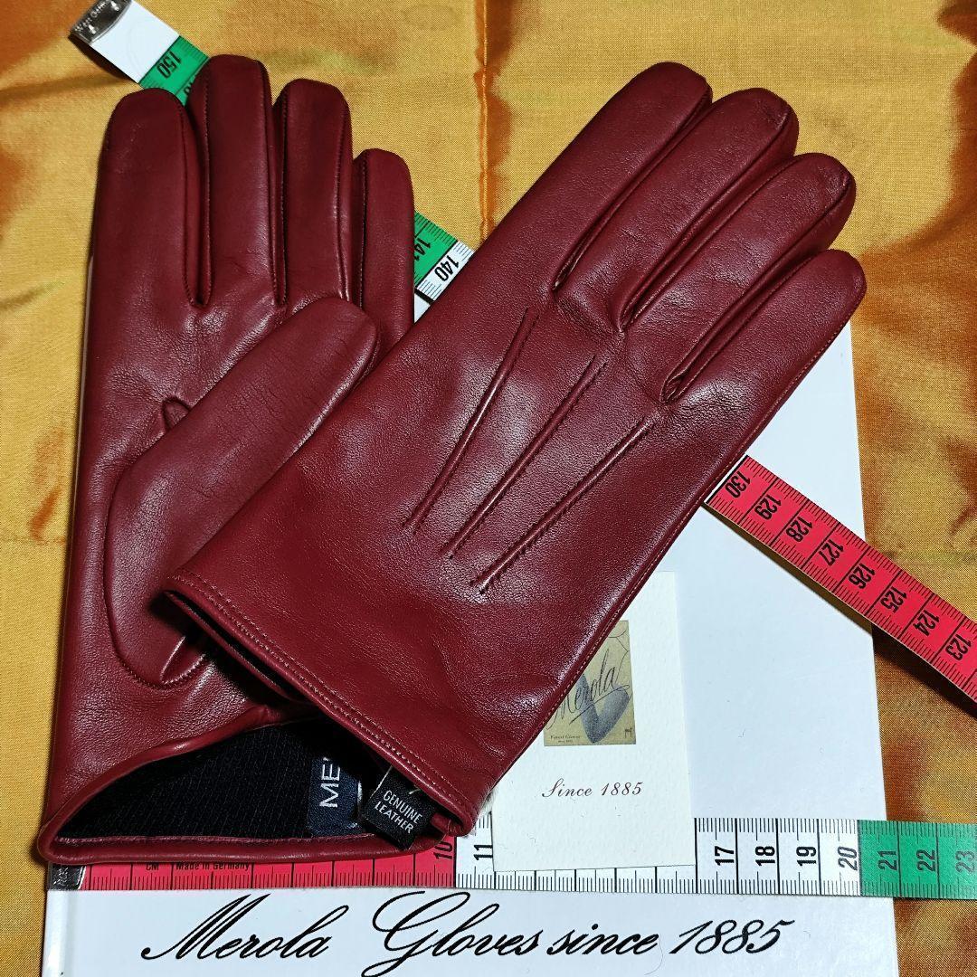 値下げ 今季 メローラ ナッパルビー色 カシミア黒 グローブ革手袋 MEROLA