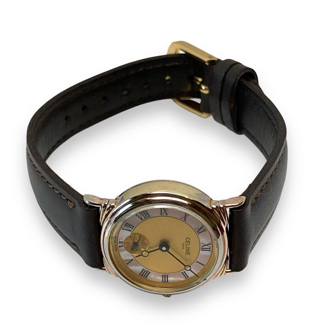 Ⴤ1336ꕤ美品 CELINE セリーヌ 腕時計 2針 スモセコ クォーツ