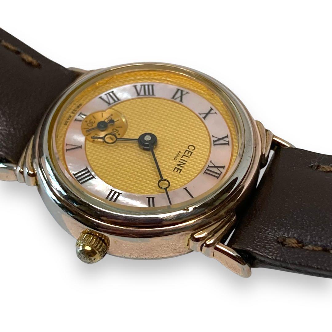 Ⴤ1336ꕤ美品 CELINE セリーヌ 腕時計 2針 スモセコ クォーツ