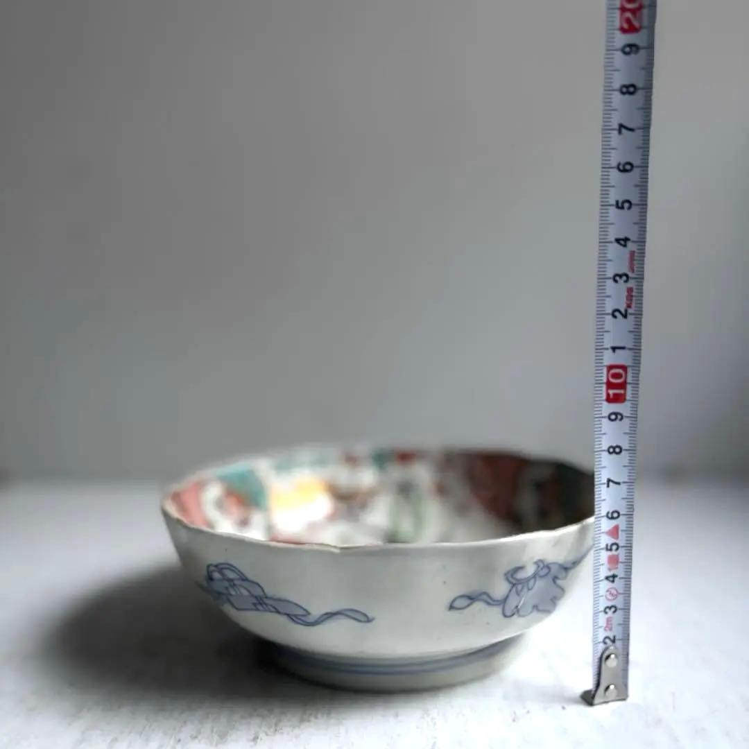 696 骨董 アンティーク 古伊万里 染付 豪華絢爛 色絵深皿 幕末 正月準備