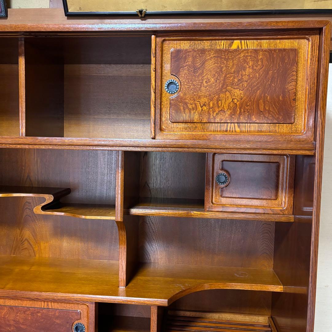 最終値下げ⭐️茶箪笥 茶棚 水箪笥 昭和レトロ 飾り棚 ケヤキ 漆塗り 2段重ね