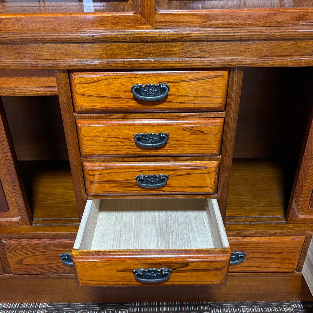 最終値下げ⭐️茶箪笥 茶棚 水箪笥 昭和レトロ 飾り棚 ケヤキ 漆塗り 2段重ね