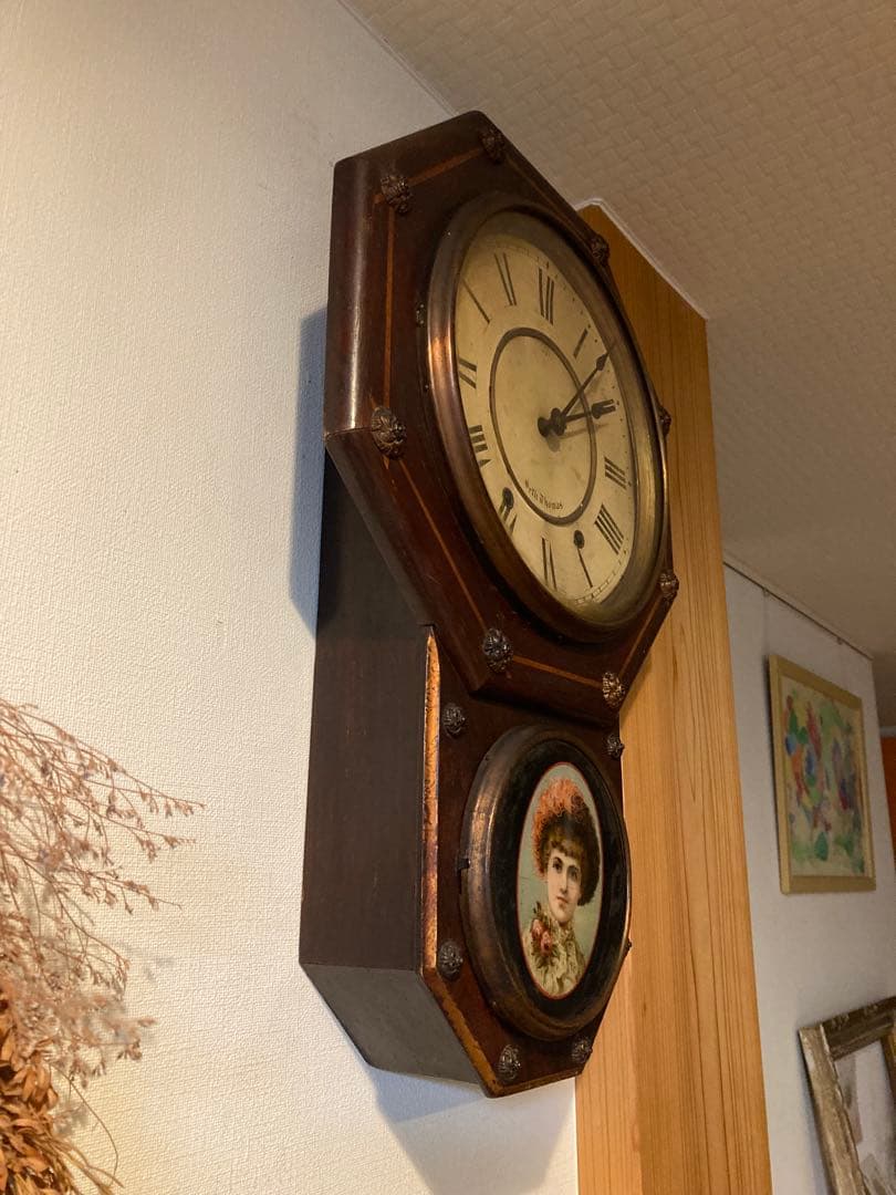 昭和レトロ　セス トーマス　八角ゼンマイ式振り子時計 稼働品　USA製②