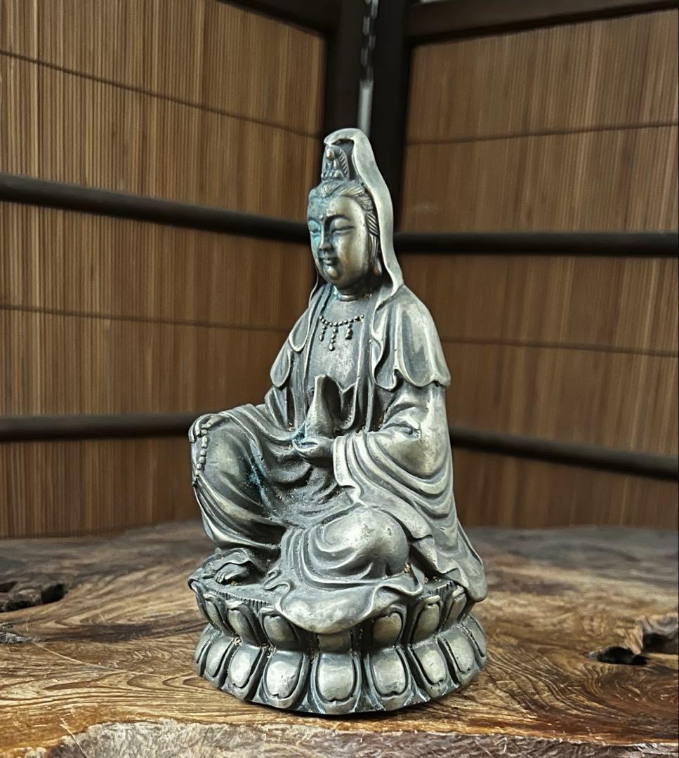 中国仏教美術 古黄銅 観音像 仏像 大明宣徳年製