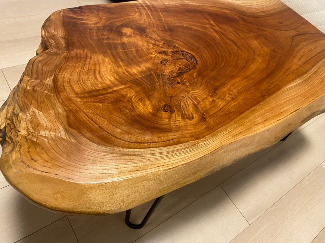 けやき　欅　天然板　一枚板　ローテーブル　無垢材