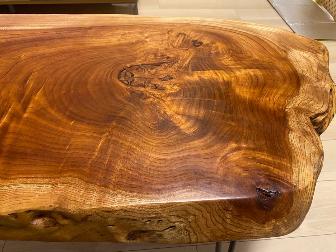 けやき　欅　天然板　一枚板　ローテーブル　無垢材