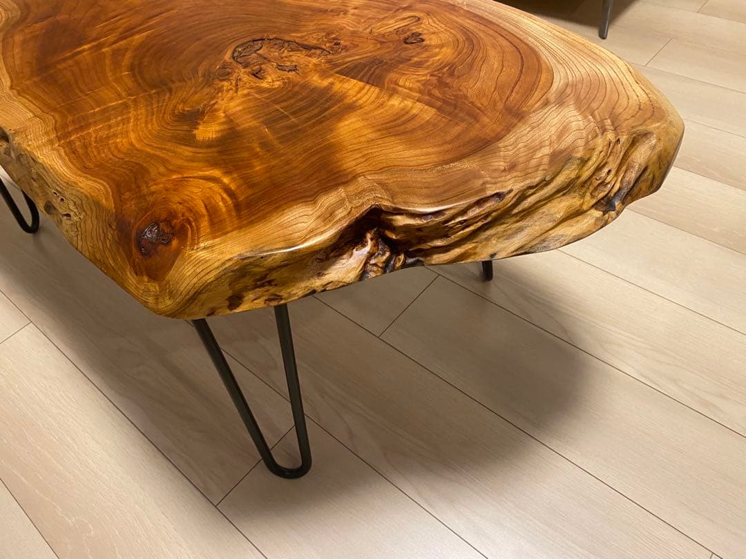 けやき　欅　天然板　一枚板　ローテーブル　無垢材