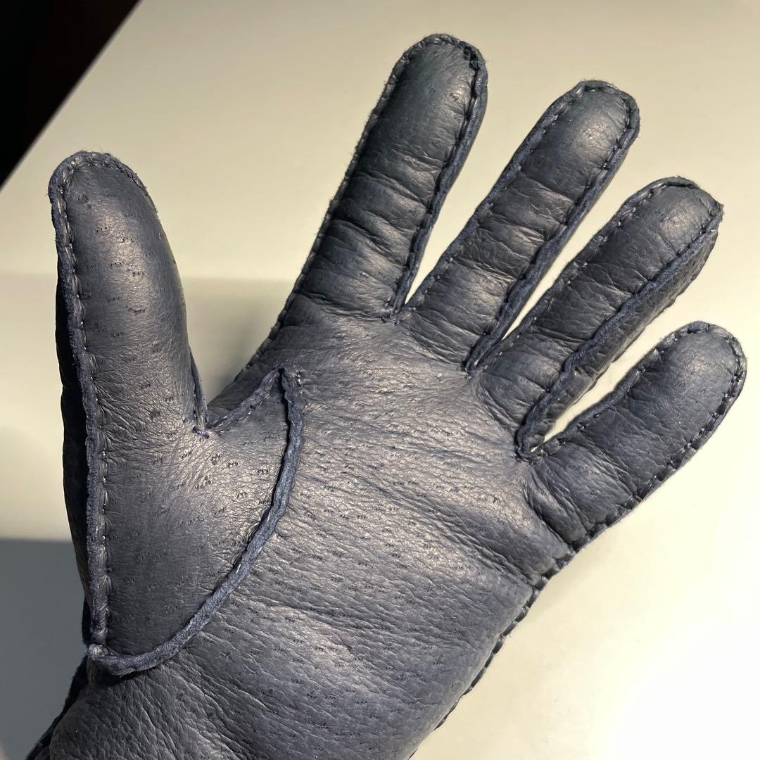 MEROLA ペッカリー革 ネイビー（紺色）ライニング有り　カシミア100%