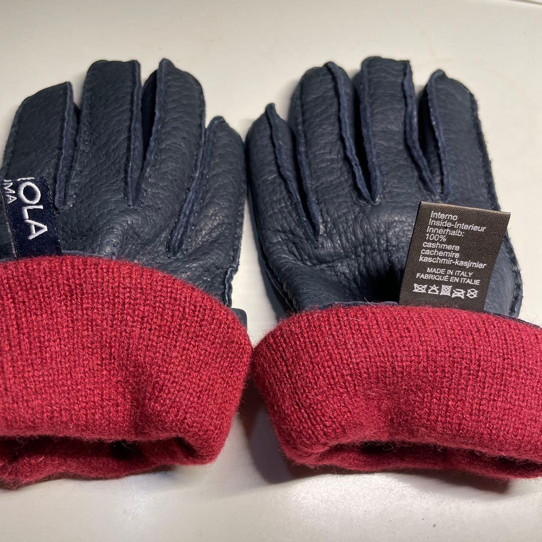 MEROLA ペッカリー革 ネイビー（紺色）ライニング有り　カシミア100%