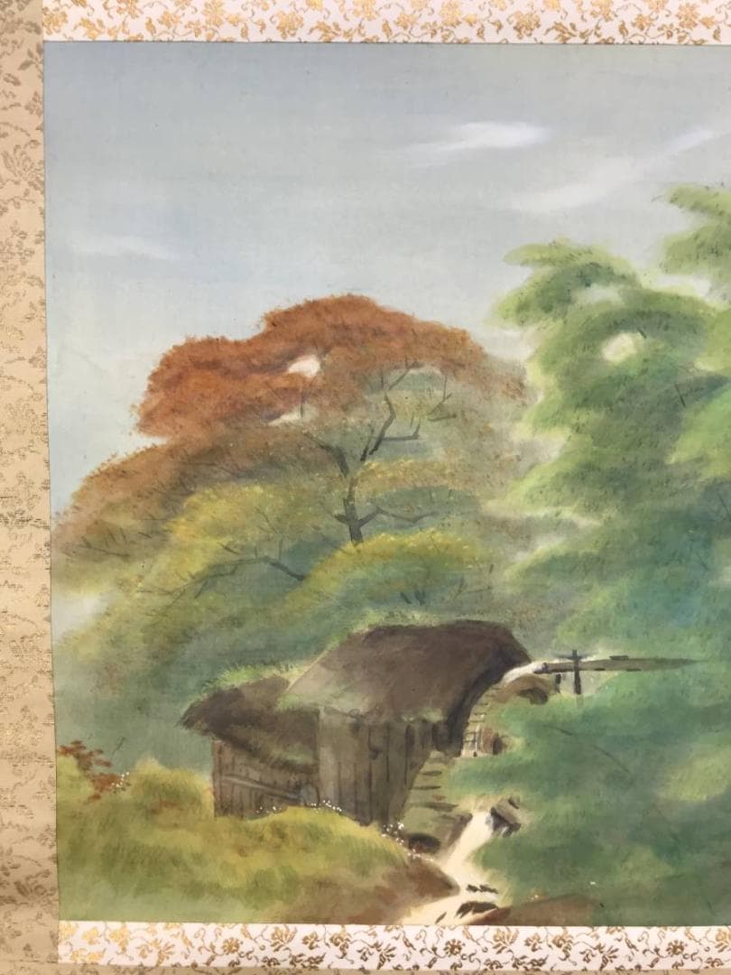 【真作】堀江春斎/秋聲/秋景山水図/横物/掛軸/名家伝来/AD-165