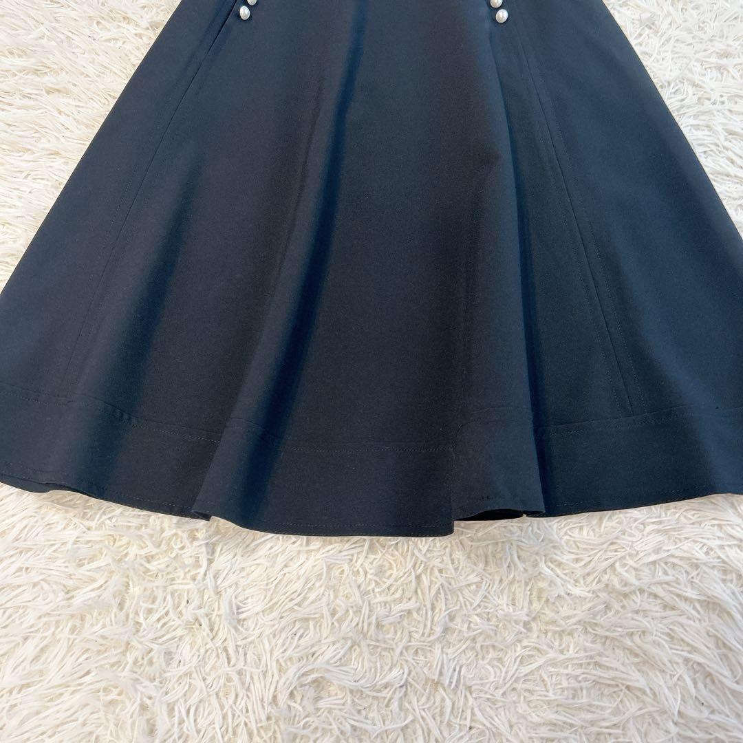 2023年モデル★エムズグレイシー　フレアスカート　パール　リボン　黒　40
