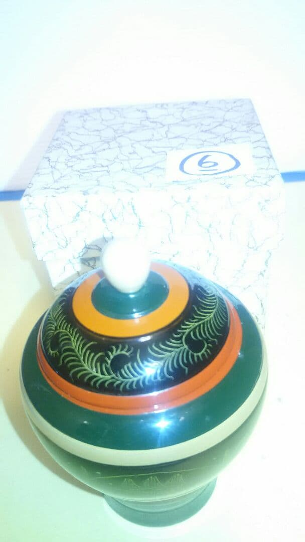 煙草盆用、刻み入れ、独楽塗、キンマ彫、木製、6番