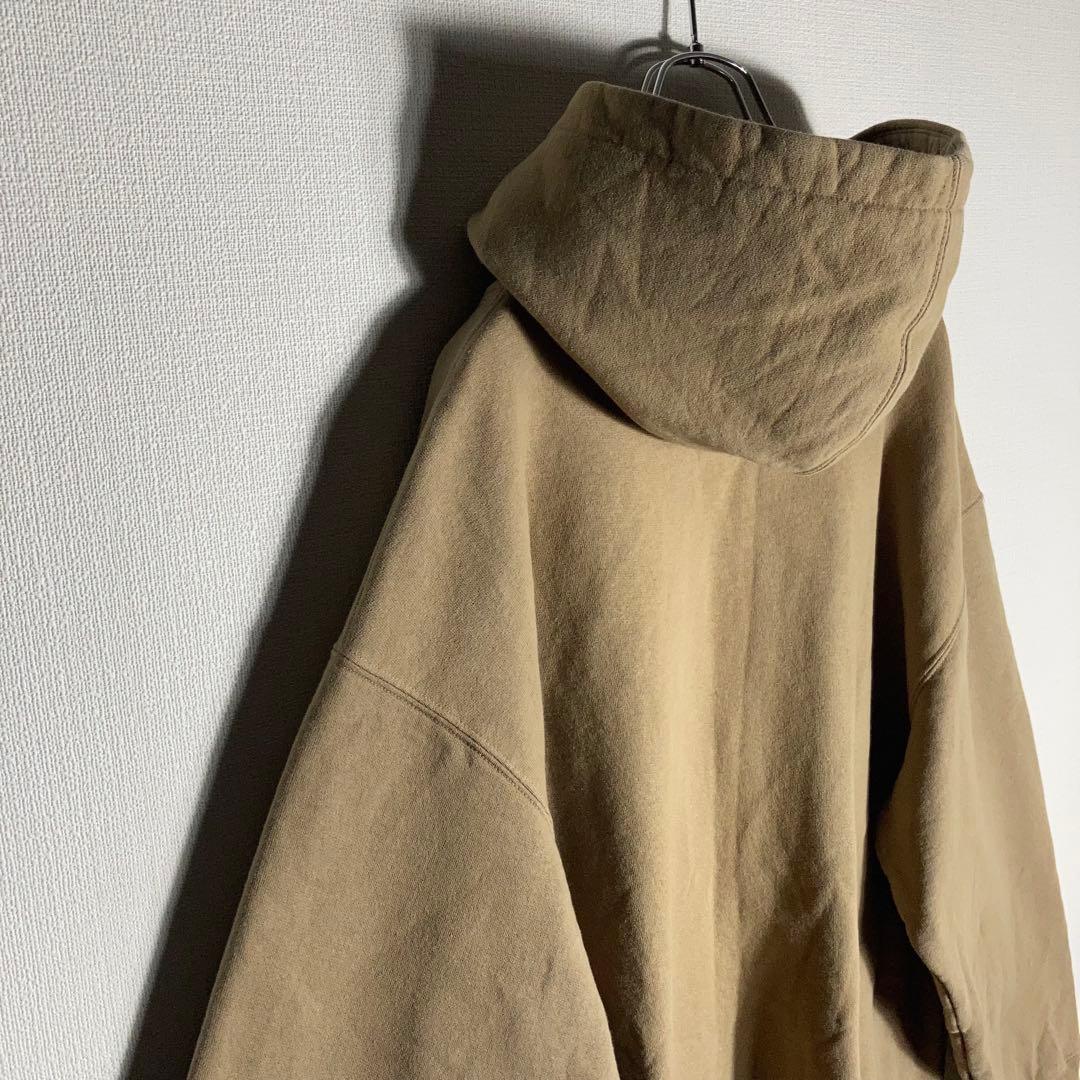 SUPREME フルジップパーカー スモールロゴ 刺繍 裏起毛 ベージュ L.