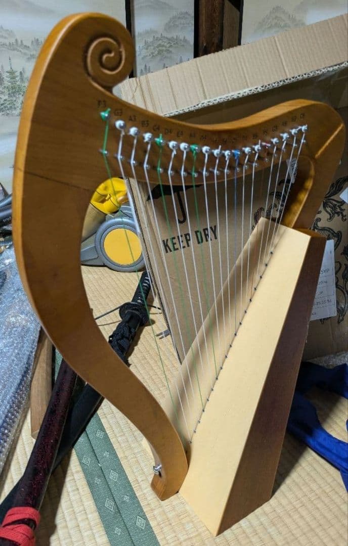 【値下げ】新品 19弦ハープ 木製 弦楽器 インテリア 撮影小道具