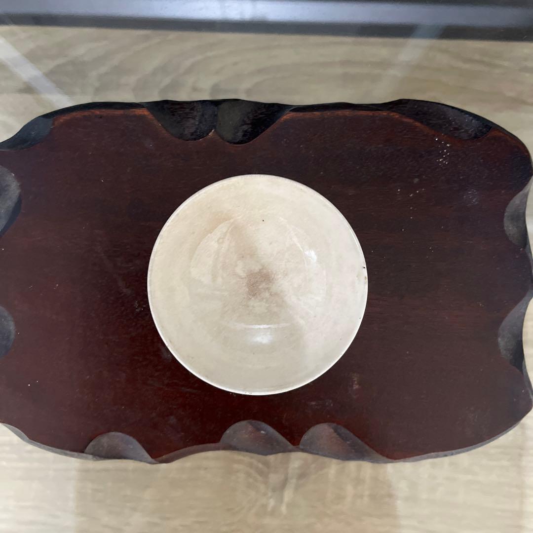 骨董　古薩摩　薩摩焼　美人と猫　手鞠　金彩　色絵　茶器　茶碗　１客