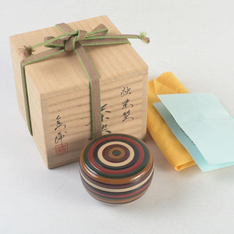 茶道具　輪島塗　高橋朝也 (二代 金浦)　独楽塗　茶器　棗　共箱　V　9567