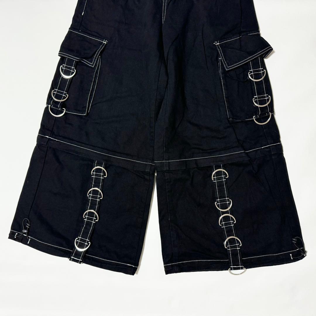 美品 REFLEM　レフレム　2WAYワイドカーゴパンツ　Dリング　ブラック