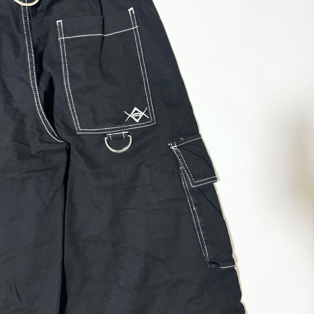 美品 REFLEM　レフレム　2WAYワイドカーゴパンツ　Dリング　ブラック