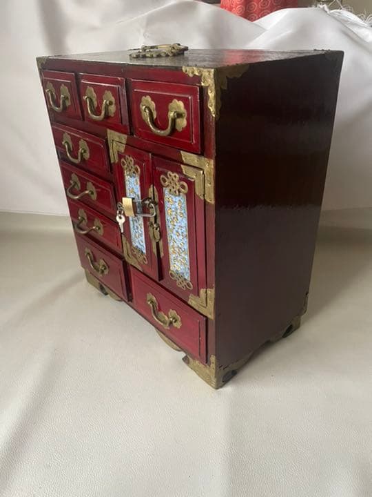 手付き 小型 箪笥 小引き出し 理療家具様式 中国式 船箪笥 掛硯