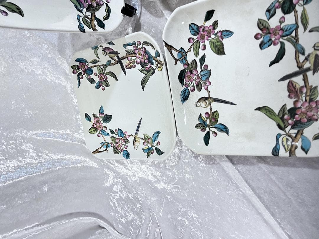 ジョージ・ジョーンズ　角皿　花鳥図 4枚組