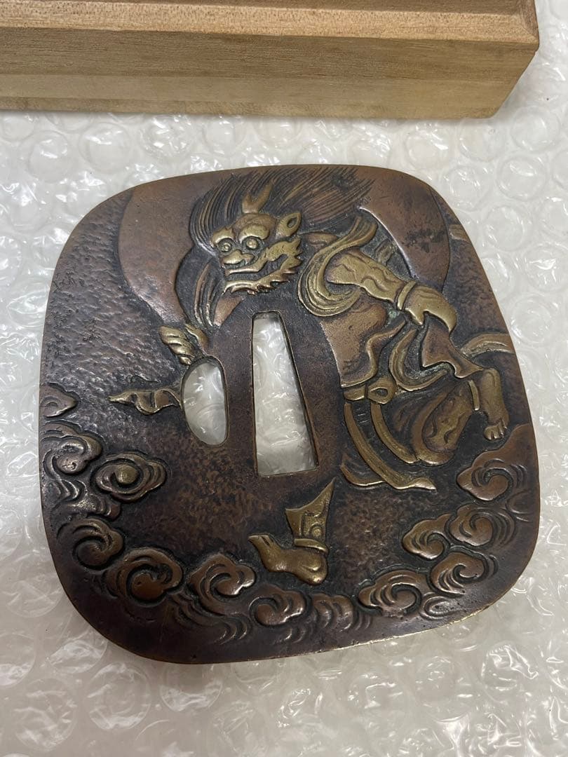 刀の鍔　鐔　つば　風神図　光琳之図　石黒政明(花押)