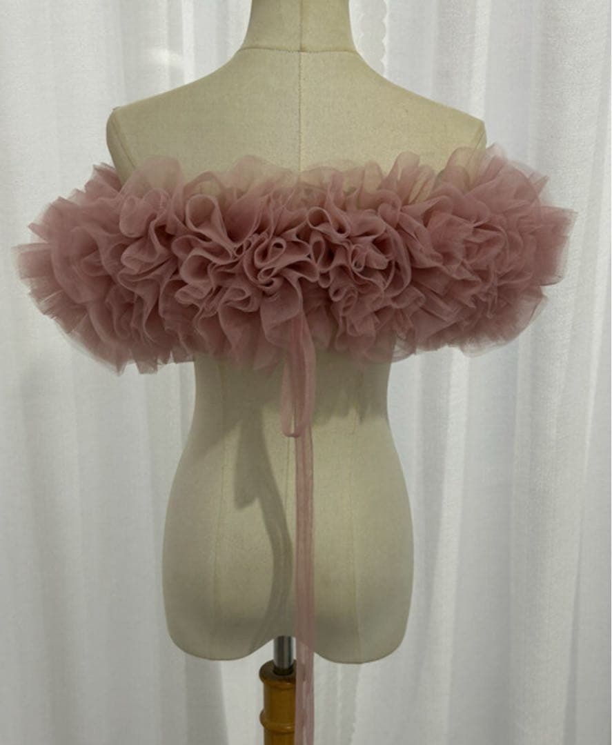 カラードレス　フリルオフショルダー