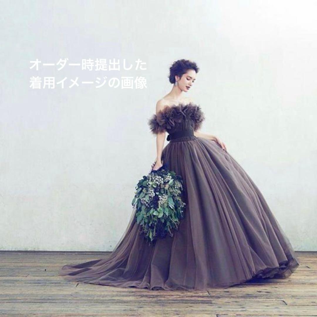 カラードレス　フリルオフショルダー