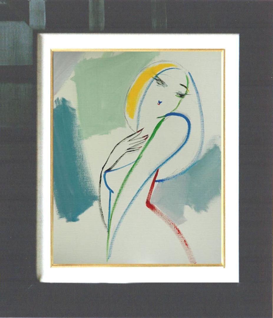 油絵 菅家令子 絵 絵画 インテリア 額付(白) F6-082611 人物 女性