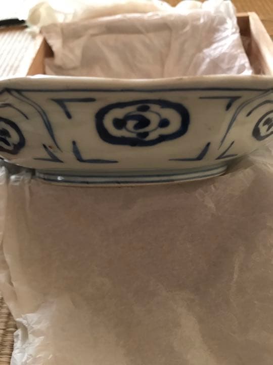 限界お値下げ/里帰り逸品/百貨店美術画廊【富貴長春】染付八角皿/古伊万里金襴手