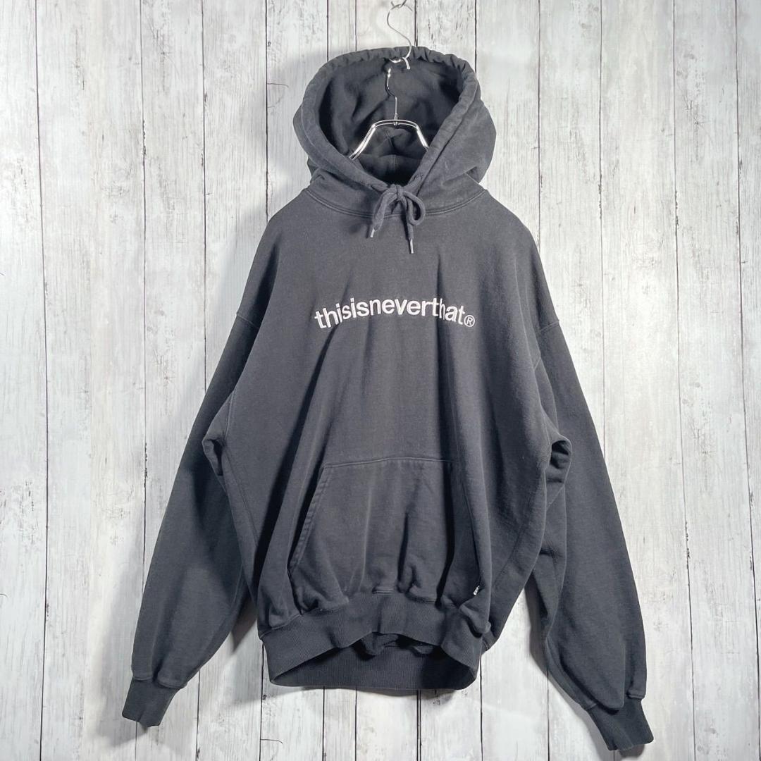 ディスイズネバーザット パーカー フーディー 刺繍ロゴ ネバザ M ブラック