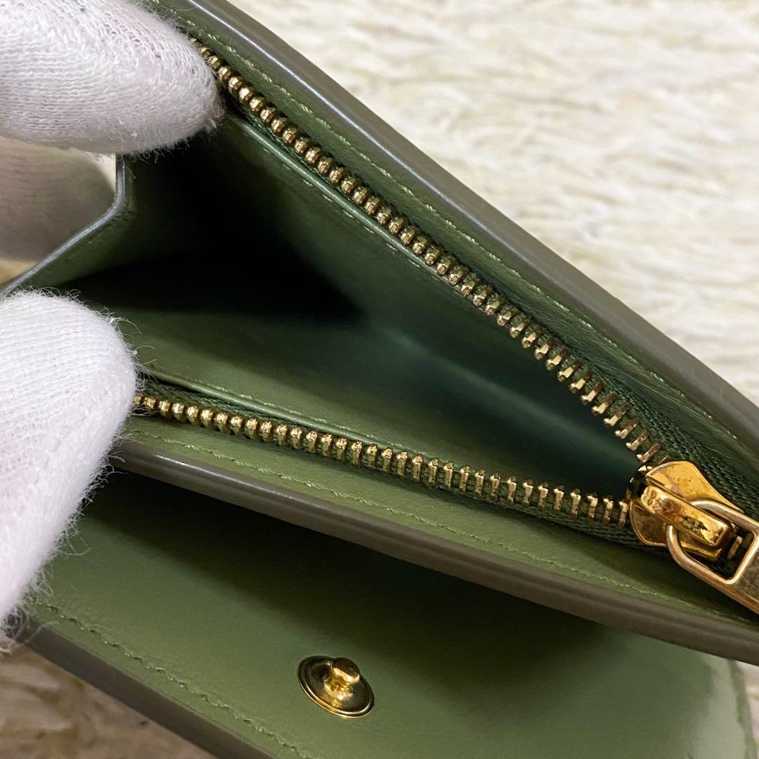近代モデル【極美品】セリーヌ コンパクトウォレット グリーン ユニセックス