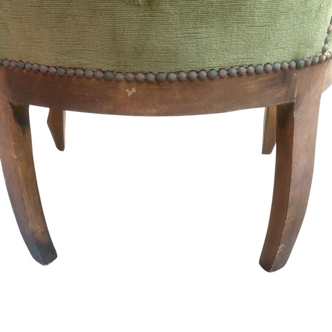 イタリア家具 チェア 一人掛け アンティーク調 猫脚 ベルベット 緑　洋風