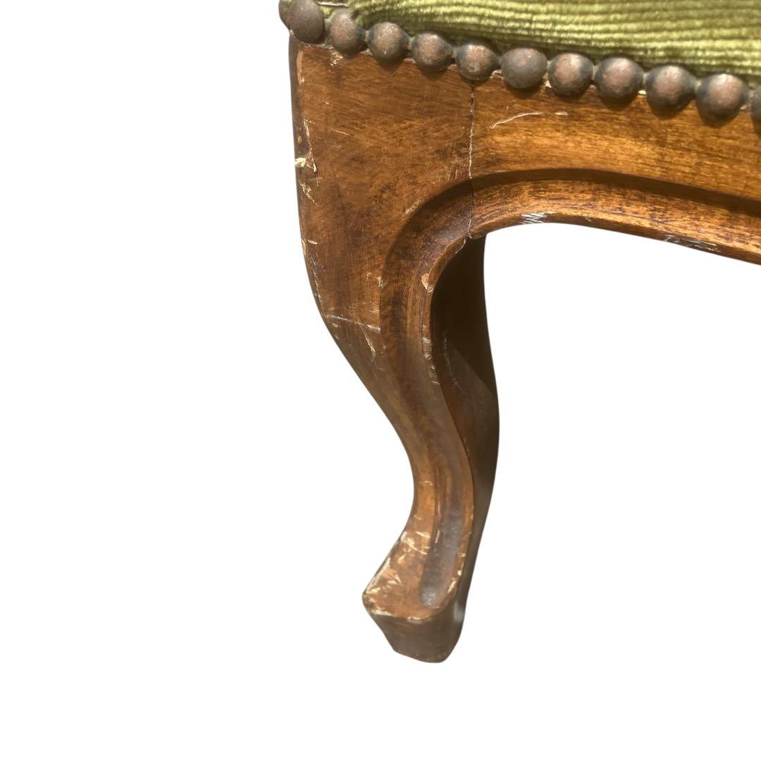 イタリア家具 チェア 一人掛け アンティーク調 猫脚 ベルベット 緑　洋風