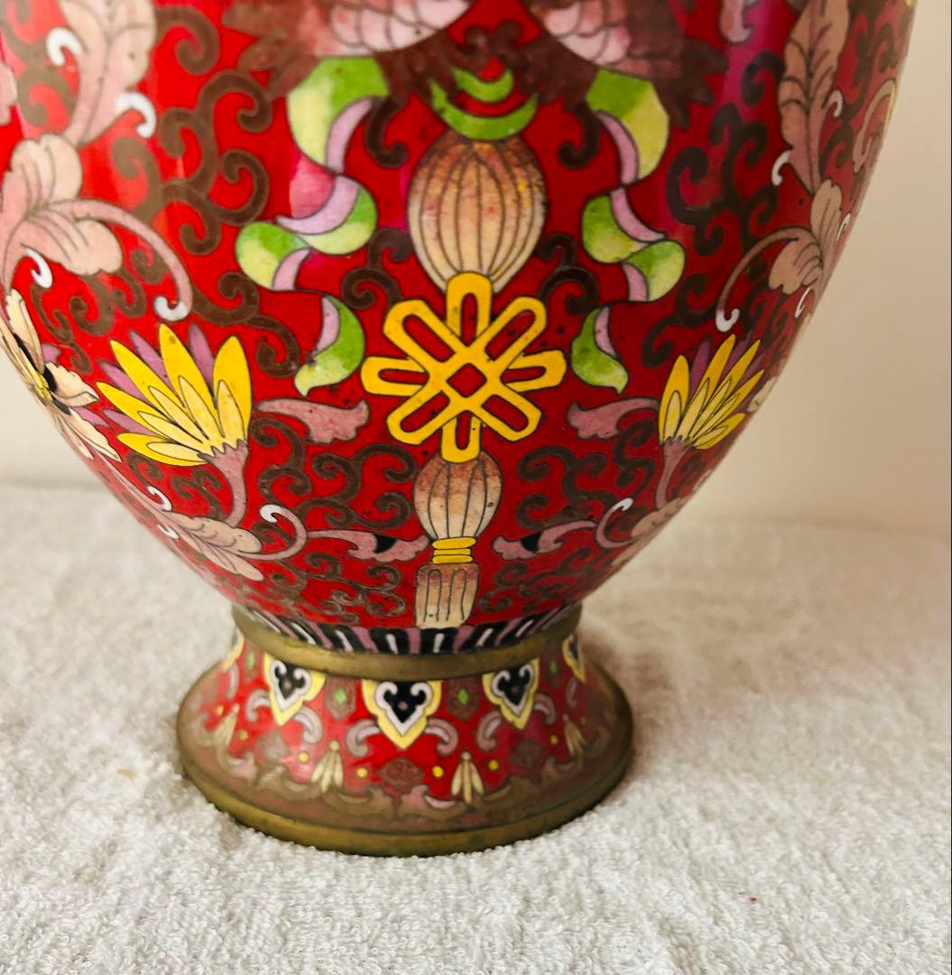 中国美術　七宝大花瓶　高さ39cm