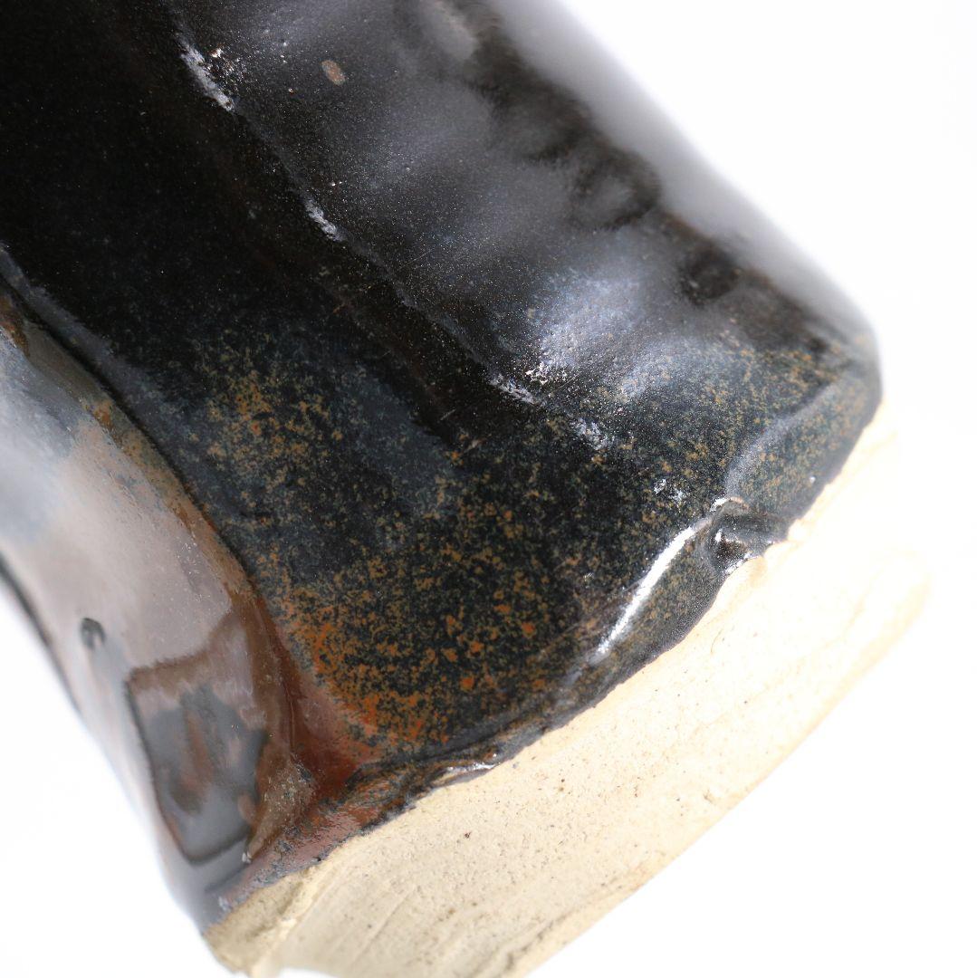 忍冬庵 佐藤和子作 織部焼 肩衝茶入 仕覆付 茶道具 共箱　V909